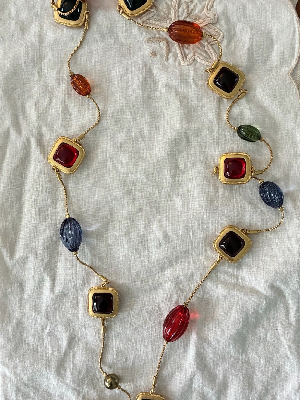 Linea by Louis Dell'Olio Gold-Tone Necklace with Red, Blue, Green & Amber Beads